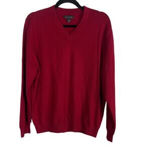 John W Nordstrom Mens Medium M Red Cashmere V Neck Sweater Pullover Knit Luxe